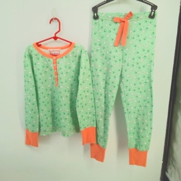 American Girl Beforever Kit's Scottie Dog Green Orange Pajamas Set Girl's M - Picture 11 of 13